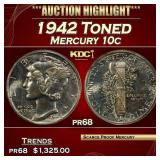 1942 Proof Mercury Dime Toned  10c pr68 SEGS
