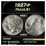 1927-p Peace Dollar $1 Grades ms64+