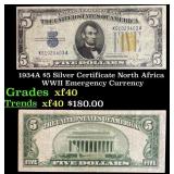 1934A $5 Silver Certificate North Africa WWII Emer