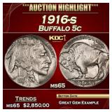 1916-s Buffalo Nickel 5c ms65 SEGS