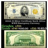 1934A $5 Silver Certificate North Africa WWII Emer