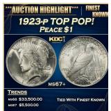 1923-p Peace Dollar TOP POP! $1 ms67+ SEGS