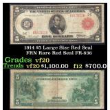 1914 $5 Large Size Red Seal FRN Rare Red Seal Grad
