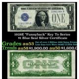 1928E $1 Blue Seal Silver Certificate "Funnyback"