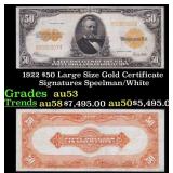 1922 $50 Large Size Gold Certificate Grades Select