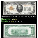 1928 $20 Gold Certificate FR-2402 Woods/Mellon Gra