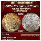 1887-p Morgan Dollar Colorfully Toned Near Top Pop