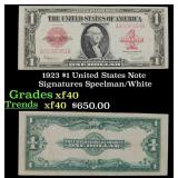 1923 $1 United States Note Grades xf Signatures Sp