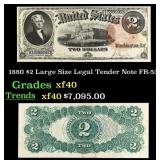 1880 $2 Large Size Legal Tender Note Grades xf FR-