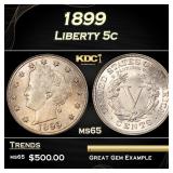 1899 Liberty Nickel 5c Grades ms65