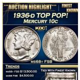 1936-d Mercury Dime TOP POP! 10c ms68+ FSB SEGS