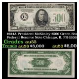1934A $500 Green Seal Federal Reserve Note Preside