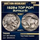 1928-s Buffalo Nickel TOP POP! 5c ms67+ SEGS