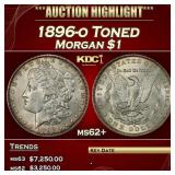 1896-o Morgan Dollar Toned $1 ms62+ USCG
