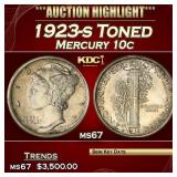 1923-s Mercury Dime Toned 10c ms67 SEGS