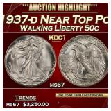 1937-d Walking Liberty Half Dollar Near Top Pop 50