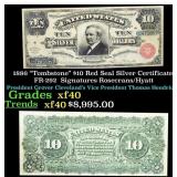 1886 $10 Red Seal Silver Certificate "Tombstone" F