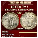 1917-d Ty I Standing Liberty Quarter 25c ms66+ fh