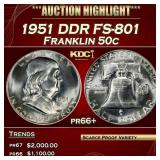 1951 Proof Franklin Half Dollar DDR FS-801 50c pr6