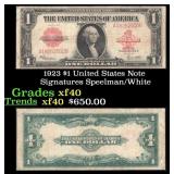 1923 $1 United States Note Grades xf Signatures Sp