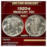 1920-s Mercury Dime 10c ms65+ FSB SEGS