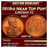 1919-d Lincoln Cent Near Top Pop! 1c ms67 rd SEGS