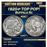 1920-p Buffalo Nickel TOP POP! 5c ms67+ SEGS