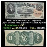 1869 $2 Large Size Legal Tender Note "Rainbow Note