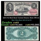 1875 $2 Red Seal United States Note Grades Select