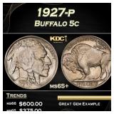1927-p Buffalo Nickel 5c Grades ms65+