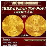 1898-s Gold Liberty Eagle Near Top Pop! $10 ms65+