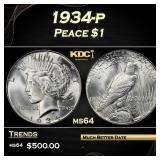 1934-p Peace Dollar $1 Grades ms64