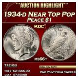 1934-d Peace Dollar Near Top Pop $1 ms66+ SEGS
