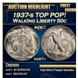 1937-s Walking Liberty Half Dollar TOP POP! 50c ms