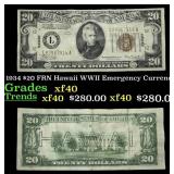 1934 $20 FRN Hawaii WWII Emergency Currency Grades