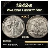 1942-s Walking Liberty Half Dollar 50c Grades ms65