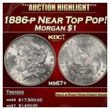 1886-p Morgan Dollar Near Top Pop! $1 ms67+ SEGS