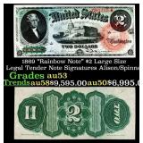 1869 $2 Large Size Legal Tender Note "Rainbow Note