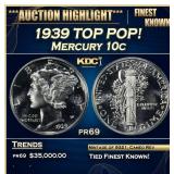 1939 Proof Mercury Dime TOP POP! 10c pr69 SEGS