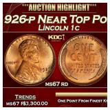 1926-p Lincoln Cent Near Top Pop! 1c ms67 rd SEGS