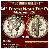 1941 Proof Mercury Dime Toned Near Top Pop 10c pr6