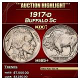1917-d Buffalo Nickel 5c ms65+ SEGS
