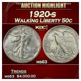 1920-s Walking Liberty Half Dollar 50c ms63 USCG