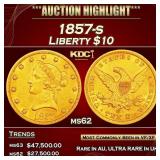 1857-s Gold Liberty Eagle $10 ms62 USCG