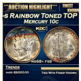 1943-s Mercury Dime Rainbow Toned TOP POP! 10c ms6