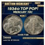 1934-d Mercury Dime TOP POP! 10c ms68 FSB SEGS