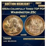 1953-s Washington Quarter Colorfully Toned TOP POP
