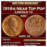 1916-s Lincoln Cent Near Top Pop 1c ms65+ rb SEGS