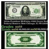 1934a $500 Green Seal Federal Reserve Note Preside