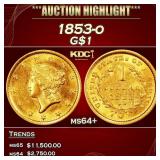 1853-o Gold Dollar $1 ms64+ SEGS